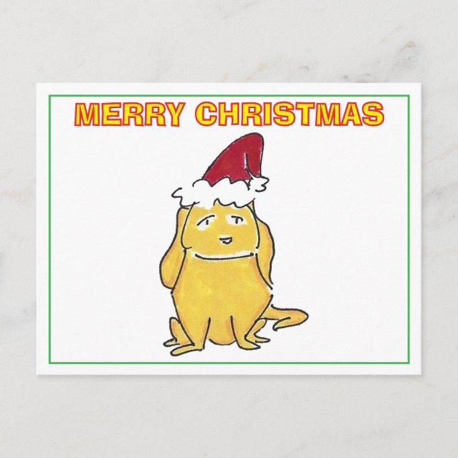 Cartes Pour Fêtes Annuelles Yellow Lab With Christmas Cap Cartoon Christmas (Devant)