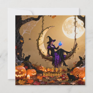 Cartes Pour Fêtes Annuelles Yellow Magic Sorcery Halloween Family