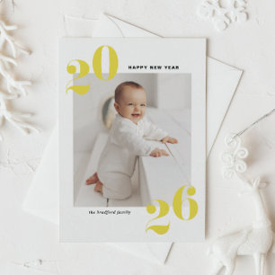 Cartes Pour Fêtes Annuelles Yellow Modern Typography Happy New Year 2022 Photo