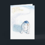 Cartes Pour Fêtes Annuelles Yellowsnow Snowman<br><div class="desc">Traversant la neige dans un froid amer,  ce solitaire feuille un accueil de Noël qui réchauffe plus que le coeur !</div>