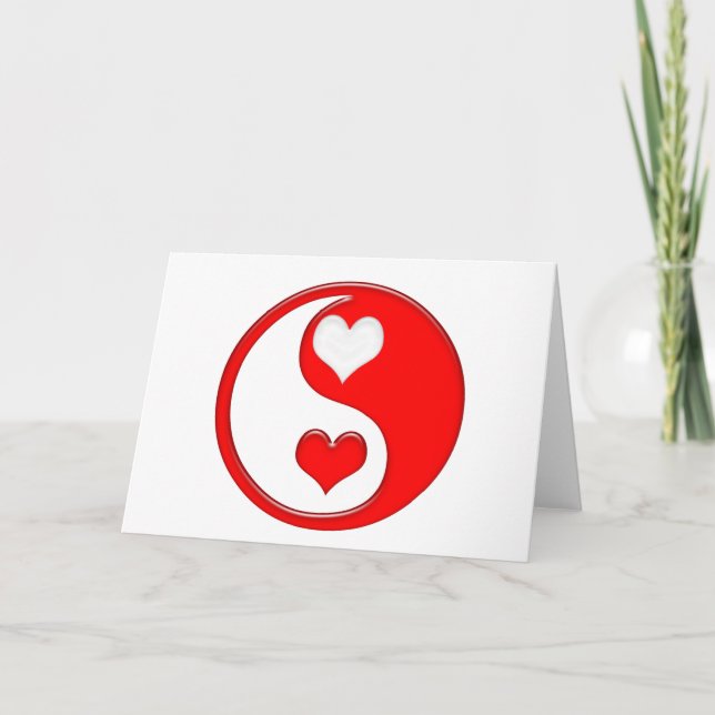 Cartes Pour Fêtes Annuelles Yin et coeurs de Yang Valentine (Devant)
