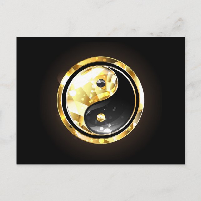 Cartes Pour Fêtes Annuelles Yin Yang or sur noir (Devant)