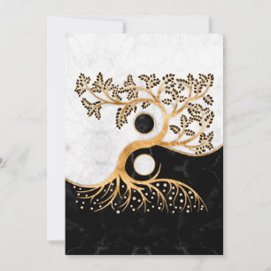 Cartes Pour Fêtes Annuelles Yin Yang Tree - Marbres et or