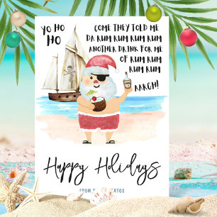 Cartes Pour Fêtes Annuelles Yo Ho Pirate Père Noël Rum Beach Noël