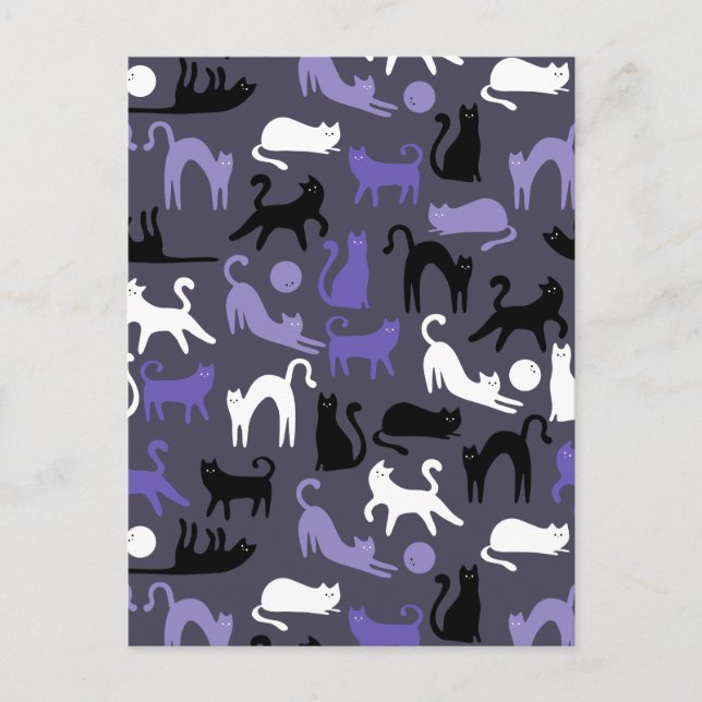 Cartes Pour Fêtes Annuelles Yoga Adorable Poses de Chat Mignon (Devant)