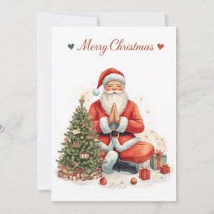 Cartes Pour Fêtes Annuelles Yoga Christmas Santa Claus posant Yoga Holiday
