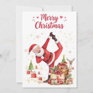 Cartes Pour Fêtes Annuelles Yoga Christmas Santa Claus posant Yoga Holiday