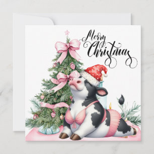 Cartes Pour Fêtes Annuelles Yoga de vache avec décoration de Noël