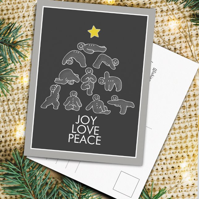 Cartes Pour Fêtes Annuelles Yoga Gingerbread Joy Love Peace Holiday Postcard (Yoga Gingerbread Joy Love Peace Holiday Postcard)