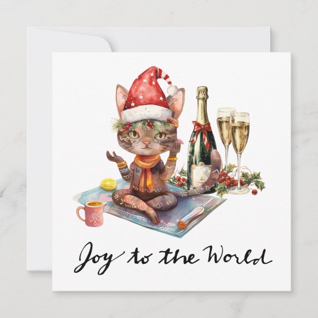 Cartes Pour Fêtes Annuelles Yoga Noël Père Noël Poser du yoga (Devant)