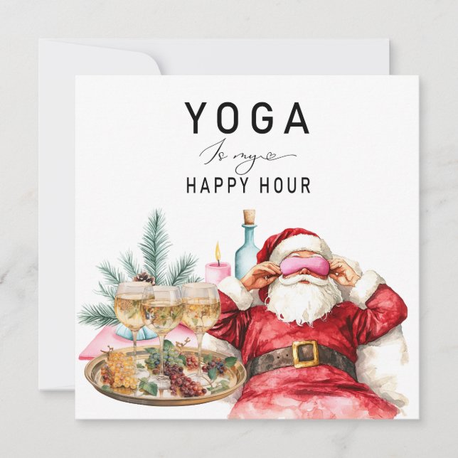Cartes Pour Fêtes Annuelles Yoga Noël Père Noël Poser respirer (Devant)
