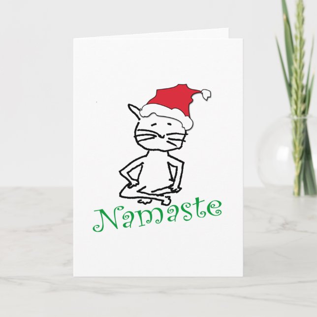 Cartes Pour Fêtes Annuelles Yoga Père Noël Chat (Devant)