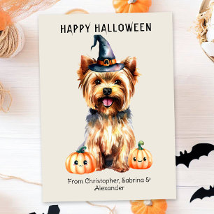 Cartes Pour Fêtes Annuelles Yorkie Chien Halloween heureux