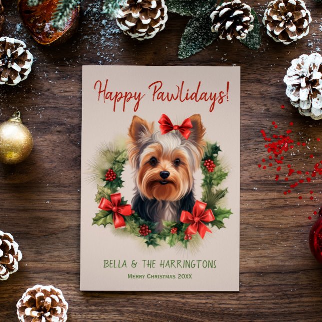 Cartes Pour Fêtes Annuelles Yorkie Yorkshire Terrier Chien Noël (Créateur téléchargé)