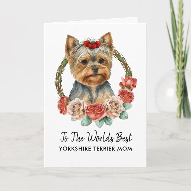 Cartes Pour Fêtes Annuelles Yorkshire personnalisé Terrier Maman Fête des mère (Devant)