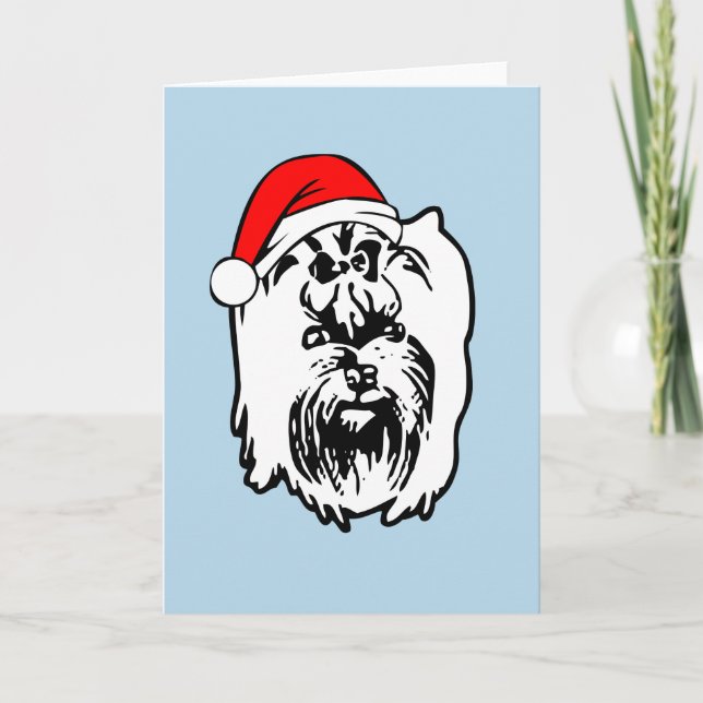 Cartes Pour Fêtes Annuelles Yorkshire Terrier Chien Noël Santa Hat (Devant)