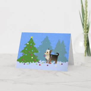 Cartes Pour Fêtes Annuelles Yorkshire Terrier décorant Noël Arbre-forêt