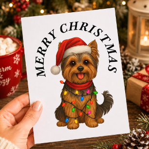 Cartes Pour Fêtes Annuelles Yorkshire Terrier Joyeux Noël Cute Festif