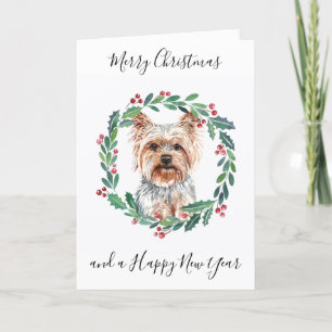 Cartes Pour Fêtes Annuelles Yorkshire Terrier Joyeux Noël tendance Chien Vacan
