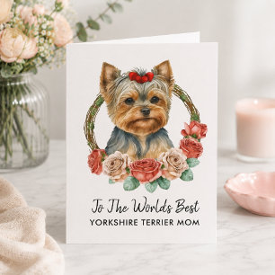 Cartes Pour Fêtes Annuelles Yorkshire Terrier Maman Personnalisée Fête des Mèr