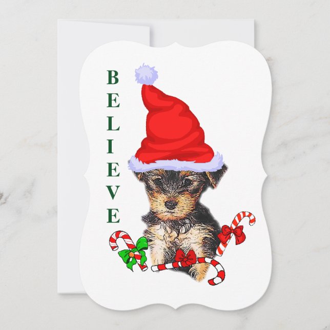 Cartes Pour Fêtes Annuelles Yorkshire Terrier Noël (Devant)