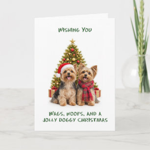 Cartes Pour Fêtes Annuelles Yorkshire Terriers Chiens Noël