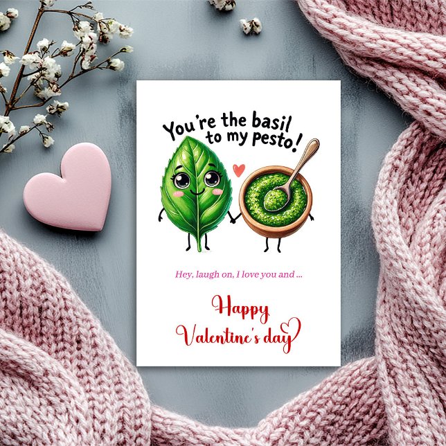 Cartes Pour Fêtes Annuelles You are the basil to my pesto Funny Valentine's (You are the basil to my pesto Funny Valentine's Holiday Card )