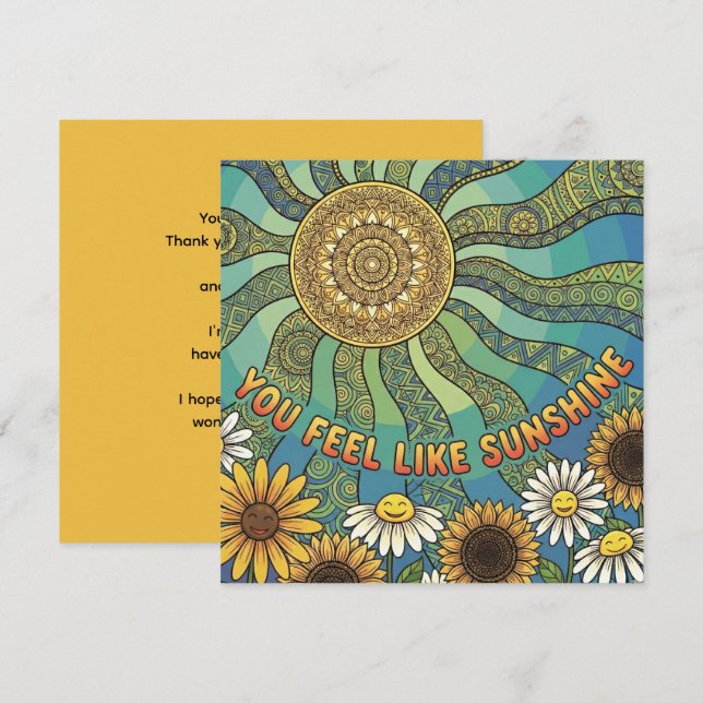 Cartes Pour Fêtes Annuelles You Feel Like Sunshine Personalized Card (Devant / Derrière)