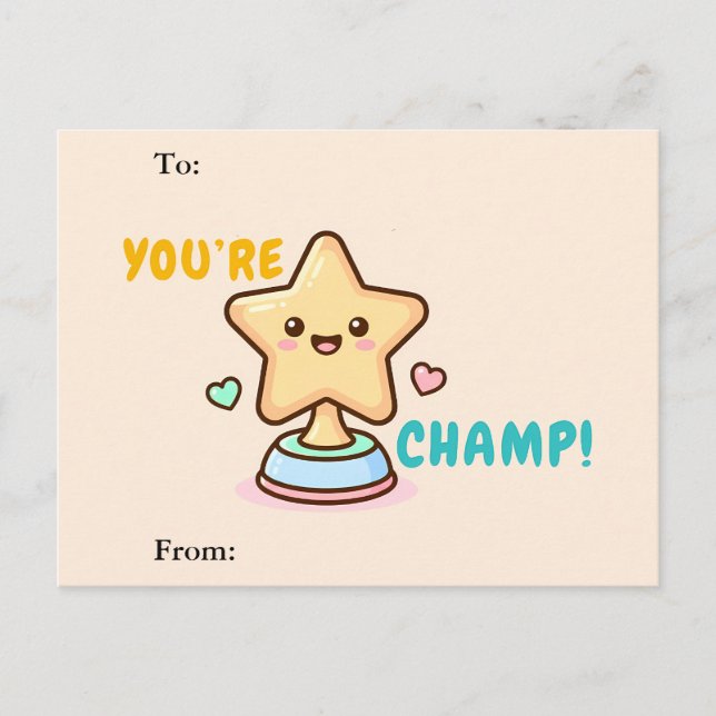 Cartes Pour Fêtes Annuelles You’re a Champ Classroom Valentine Card (Devant)