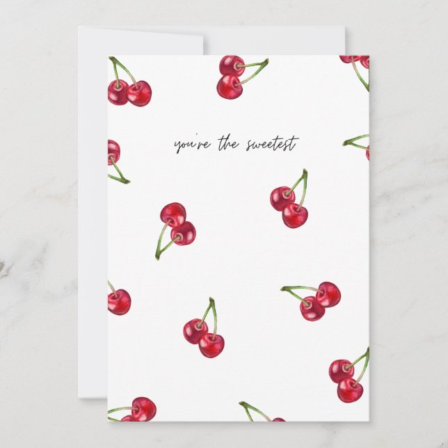 Cartes Pour Fêtes Annuelles “You’re the Sweetest” Cherries Love Pattern (Devant)