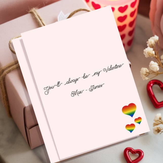 Cartes Pour Fêtes Annuelles You'll Always Be My Valentine LGBT Heart Flag Flat (Créateur téléchargé)