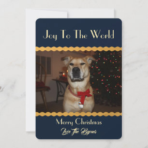 Cartes Pour Fêtes Annuelles Your photo Christmas Add Image Template Blue Gold