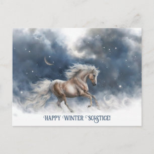 Cartes Pour Fêtes Annuelles Yule du solstice d'hiver avec cheval et croissant 