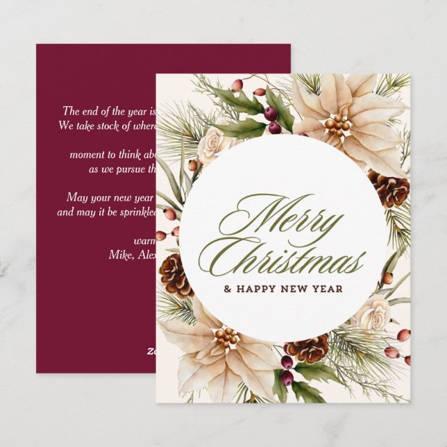 Cartes Pour Fêtes Annuelles z100joursxmas,forêt,arbres,forêt aquarelle,randonn (Devant / Derrière)