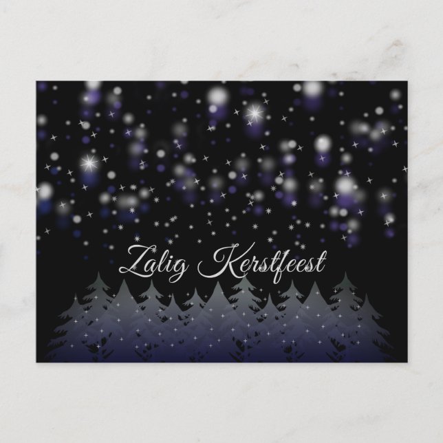 Cartes Pour Fêtes Annuelles Zalig Kerstfeest Dutch Christmas Starry Night Snow (Devant)