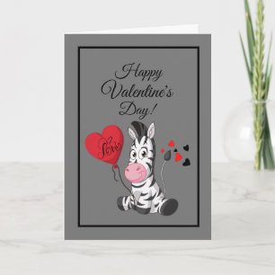Cartes Pour Fêtes Annuelles Zebra happy Valentine day mignon coeur rouge noir