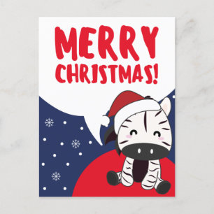 Cartes Pour Fêtes Annuelles Zèbre Noël Zèbres Animaux d'hiver Vacances Post