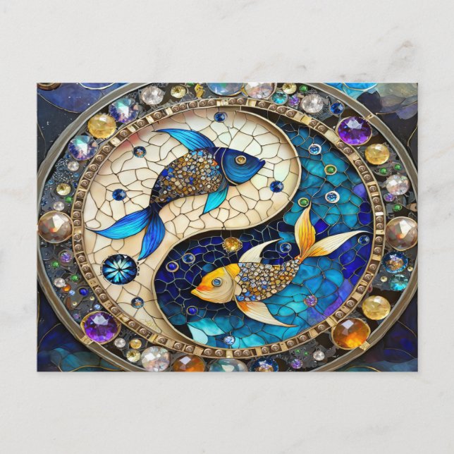 Cartes Pour Fêtes Annuelles Zodiac - Poissons de poisson Yin et Yang (Devant)