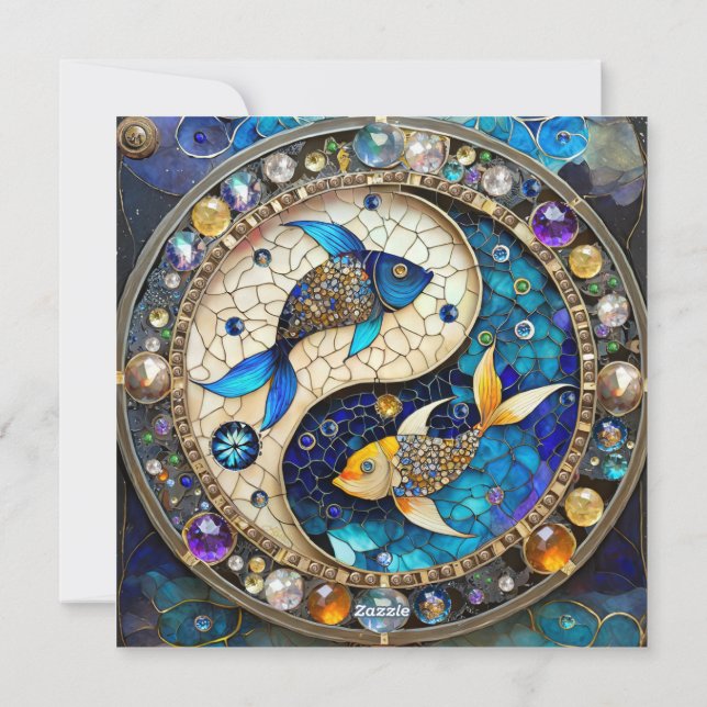 Cartes Pour Fêtes Annuelles Zodiac - Poissons de poisson Yin et Yang (Dos)