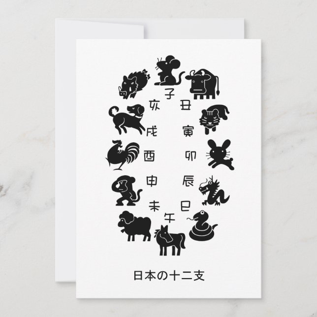Cartes Pour Fêtes Annuelles Zodiaque japonais (Devant)
