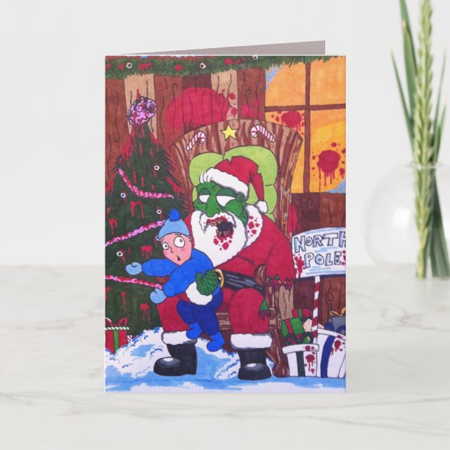 Cartes Pour Fêtes Annuelles Zombi Père Noël d'Eatings de la saison (Devant)