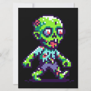 Cartes Pour Fêtes Annuelles Zombie drôle Halloween 8 bits 