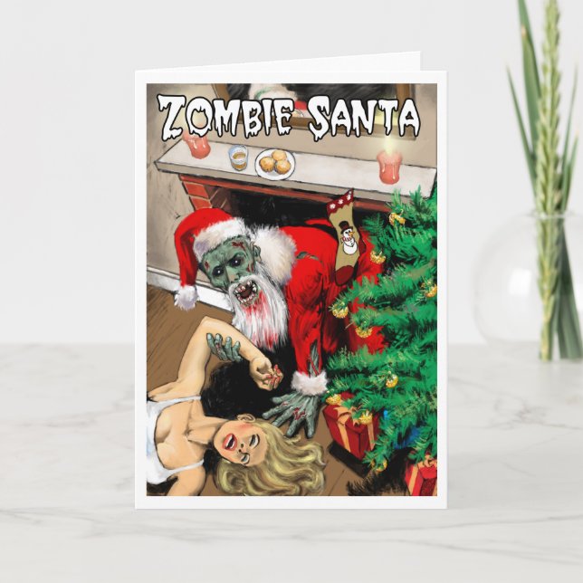 Cartes Pour Fêtes Annuelles Zombie Santa Christmas Card - Blank Interior (Devant)