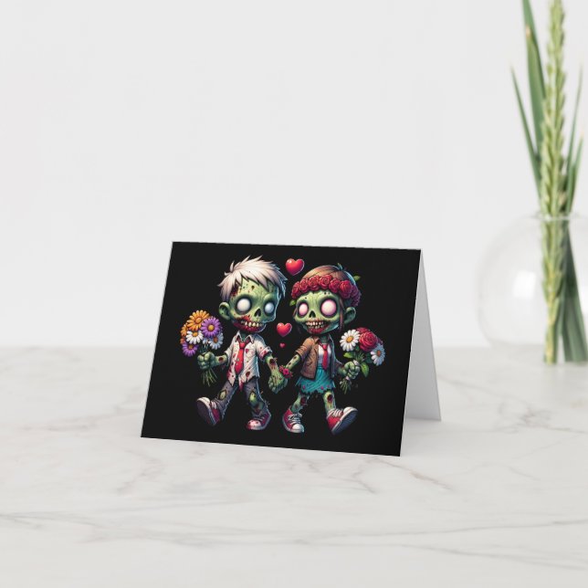 Cartes Pour Fêtes Annuelles Zombies amoureux (Devant)