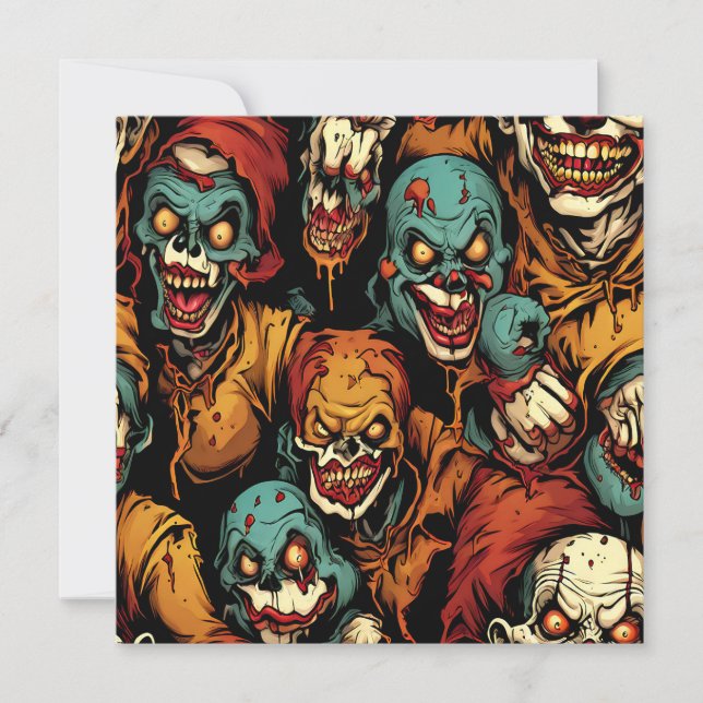 Cartes Pour Fêtes Annuelles Zombies de Clown Effrayants Dégoûtants (Devant)