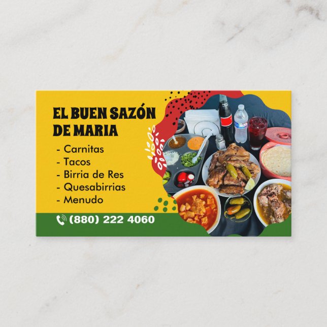 Cartes pour la vente de nourriture mexicaine (Devant)