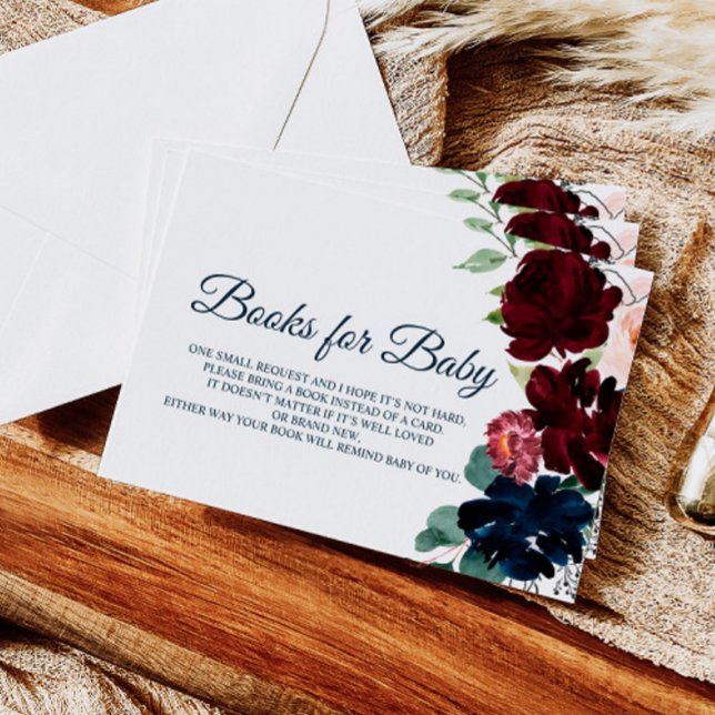 Cartes pour livres pour bébé Fleurs Burgundy & Nav (Créateur téléchargé)