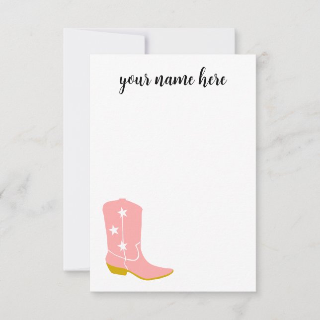 Cartes pour notes de bottes de cowboy personnalisé (Devant)
