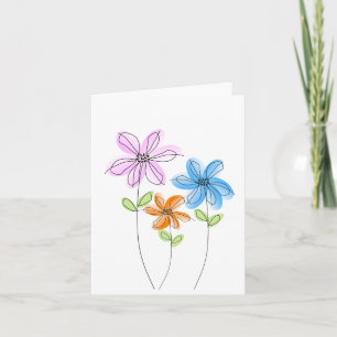 Cartes pour notes de fleurs d'aquarelle (vierge)