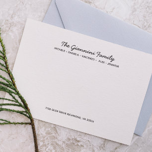 Cartes pour notes de la famille Noms cursifs Adres